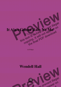 page one of Wendell Hall-It Aint Gonna Rain No Mo,in D Major