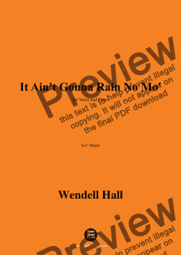 page one of Wendell Hall-It Aint Gonna Rain No Mo,in C Major