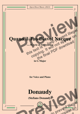 page one of Donaudy-Quand'il Tuo Diavol Nacque,in G Major, 