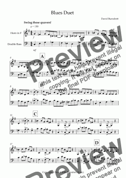 page one of Blues Duet for Horn and Double Bass