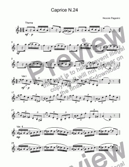 page one of Paganini, Niccolo - Caprice No. 24 in A minor for trumpet Bb