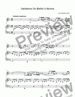 page one of Arban, Jean-Baptiste - Variations On Bellini`s Norma for trumpet Bb & piano