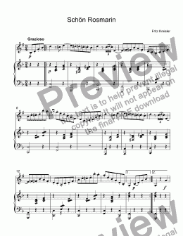 page one of Kreisler, Fritz - Schön Rosmarin ( Прекрасный розмарин) for trumpet Bb & piano