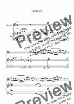 page one of Edgeways - Cello and Piano