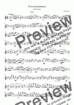 page one of Five Inventions - Flute Solos