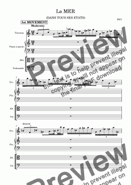 page one of La MER - Quartet - Traverso- Piano -Viola - Cello