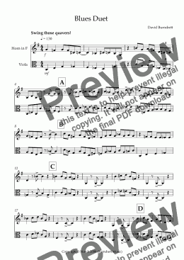 page one of Blues Duet for Horn and Viola 