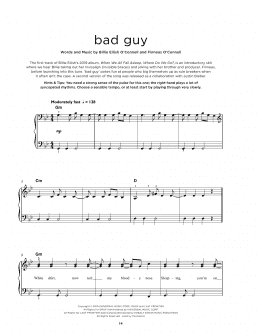 page one of bad guy (Really Easy Piano)