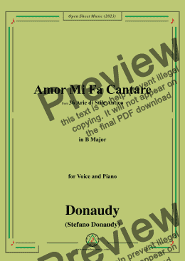 page one of Donaudy-Amor Mi Fa Cantare,in B Major 