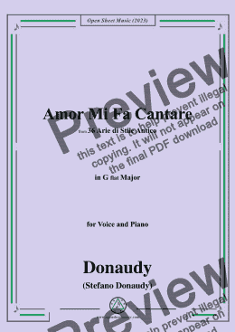 page one of Donaudy-Amor Mi Fa Cantare,in G flat Major 