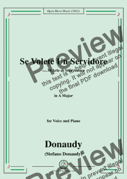 page one of Donaudy-Se Volete Un Servidore,in A Major 