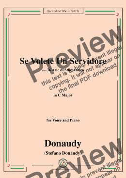 page one of Donaudy-Se Volete Un Servidore,in C Major 