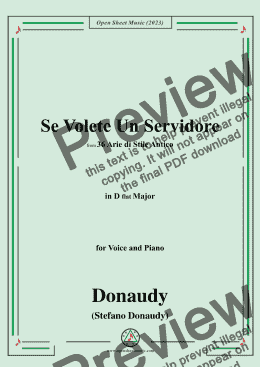 page one of Donaudy-Se Volete Un Servidore,in D flat Major 