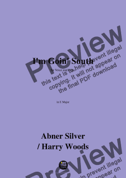 page one of Abner Silver,Harry Woods-Im Goin' South,in E Major