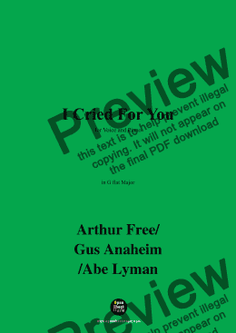 page one of Arthur Free,Gus Anaheim,Abe Lyman-I Cried For You,in G flat Major