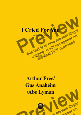 page one of Arthur Free,Gus Anaheim,Abe Lyman-I Cried For You,in G Major