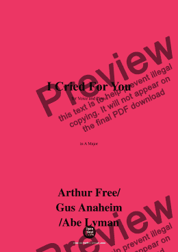 page one of Arthur Free,Gus Anaheim,Abe Lyman-I Cried For You,in A Major