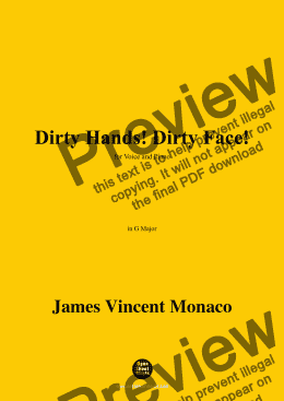 page one of James Vincent Monaco-Dirty Hands!Dirty Face!,in G Major