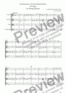 page one of Turmsonaten. 24 neue Quatrizinien 22. Fuga for String Quartet