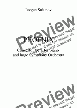 page one of PHOENIX Concerto Poem for piano and large Symphony Orchestra