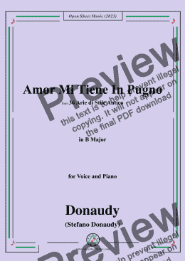 page one of Donaudy-Amor Mi Tiene In Pugno,in B Major 