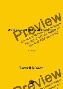 page one of Lowell Mason-Watchman Tell Us of the Night,in G Major