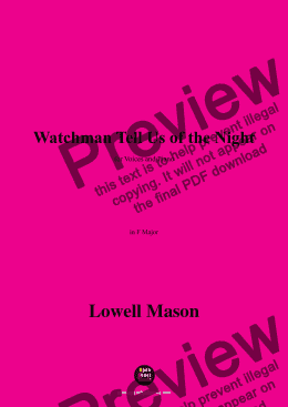 page one of Lowell Mason-Watchman Tell Us of the Night,in F Major