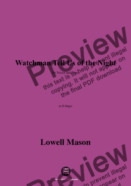 page one of Lowell Mason-Watchman Tell Us of the Night,in D Major