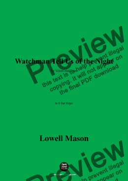 page one of Lowell Mason-Watchman Tell Us of the Night,in B flat Major