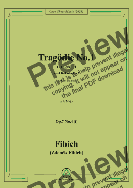 page one of Fibich-Tragödie No.1,in A Major 