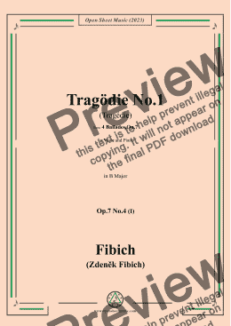 page one of Fibich-Tragödie No.1,in B Major