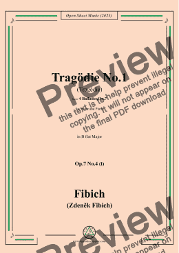 page one of Fibich-Tragödie No.1,in B flat Major 