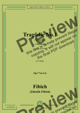 page one of Fibich-Tragödie No.1,in E Major 