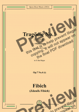 page one of Fibich-Tragödie No.1,in E flat Major 