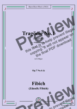 page one of Fibich-Tragödie No.1,in G Major