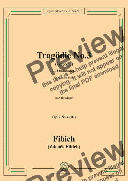 page one of Fibich-Tragödie No.3,in A flat Major