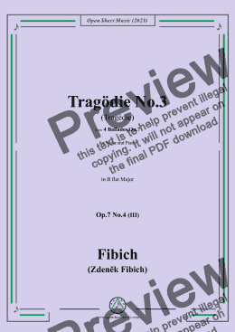 page one of Fibich-Tragödie No.3,in B flat Major 