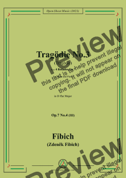 page one of Fibich-Tragödie No.3,in D flat Major 