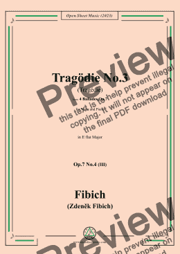 page one of Fibich-Tragödie No.3,in E flat Major 