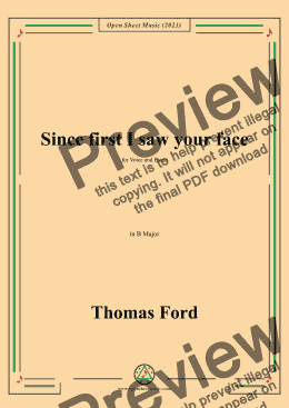 page one of Ford-Since first I saw your face,in B Major 