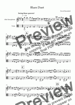 page one of Blues Duet for Alto Saxophone and Viola