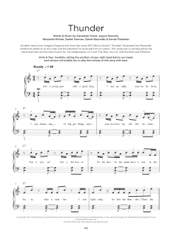 page one of Thunder (Really Easy Piano)