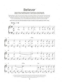page one of Believer (Really Easy Piano)