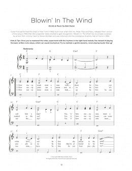 page one of Blowin' In The Wind (Really Easy Piano)