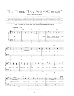 page one of The Times They Are A-Changin' (Really Easy Piano)