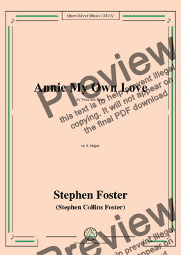 page one of S. Foster-Annie My Own Love,in A Major 