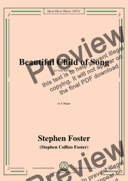 page one of S. Foster-Beautiful Child of Song,in A Major 