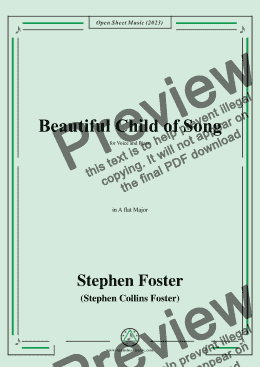 page one of S. Foster-Beautiful Child of Song,in A flat Major 