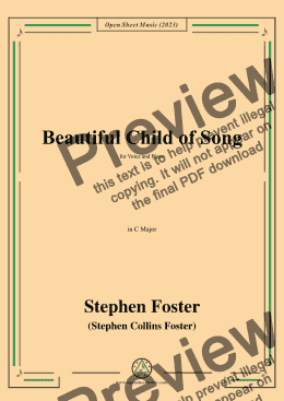 page one of S. Foster-Beautiful Child of Song,in C Major 