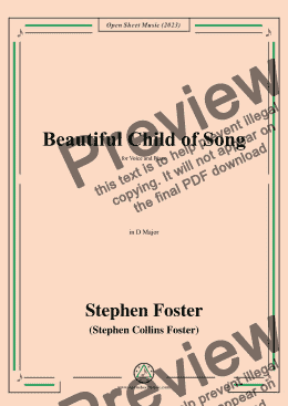 page one of S. Foster-Beautiful Child of Song,in D Major 